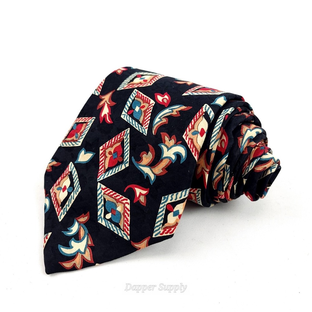 Vintage Christian Dior Black Multicolor‎ Designer Tie Necktie
